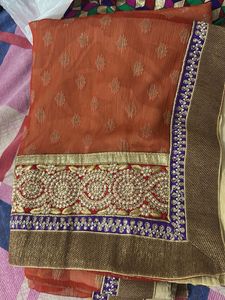 Elegant Red &amp; Gold Traditional Saree