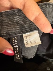 H&amp;M Black Denim High-Waisted Frayed Shorts