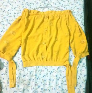 Off Shoulder Mustard Top