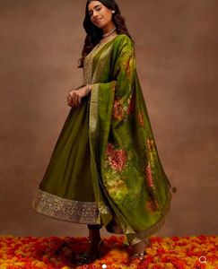 Regal Olive Anarkali set