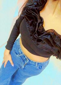 Ruffled Black Top