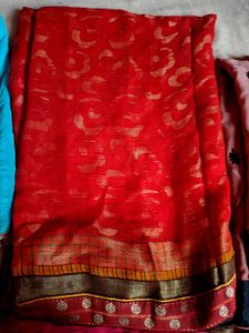 Red With Golden Work Saree