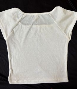 White Ribbed Cropped Top