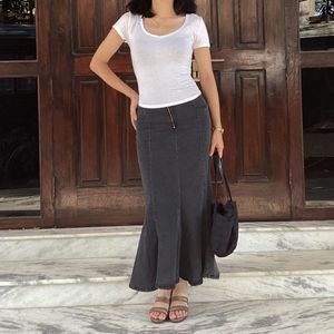 Korean Charcoal Denim Mermaid Pinterest Skirt