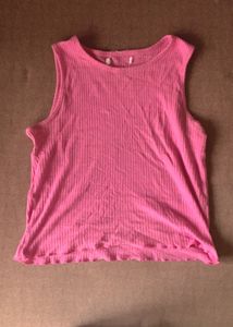 Pink Ribbed Tank Top