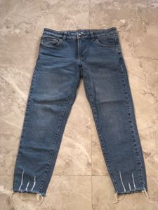 Distressed Hem Denim Jeans