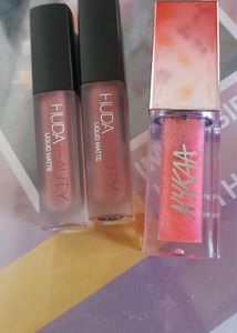 AUTHENTIC HUDA BEAUTY LIPSTICK + NYKAA LIP GLOSS