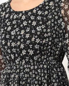 Floral Print Black Dress