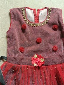 Red &amp; Silver Girls&#39; Party Dress
