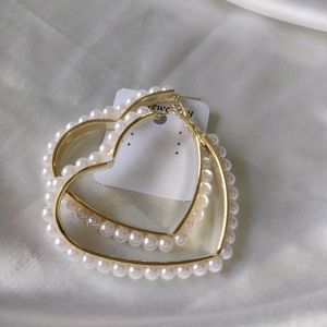 Pearl Heart Hoop Earring