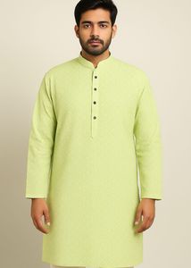 Lucknowi Elegant Green Kurta | L - 46inches