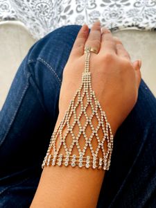 AD Diamond Hand Bracelet With Ring