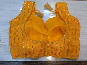 Yellow Net &amp; Sequins Blouse