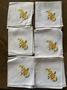 Cross Stitch Embroidered Napkins (Set of 6)