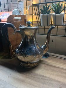Antique Silver Plated Hand Engraved Tea Coffee Pot