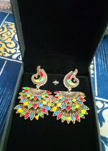 Colorful Peacock Earrings