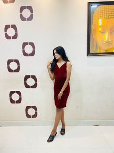 Burgundy Velvet Bodycon Dress