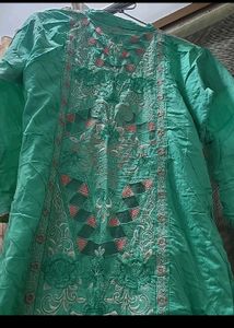 Embroidered Green Kurta