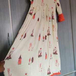 Beutiful Long Top With Frills Work On Hands