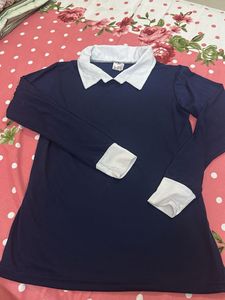 Navy Blue Collared Top