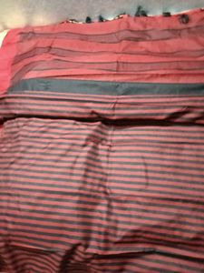 Handloom Saree with Striped Pallu - CottonBlend