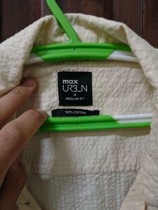 Cream Texture Camp Collar Shirt