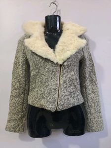 Stylish Girl's Fur Collar Jacket Size 12 -14