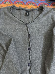 Gray Button-Down Top