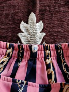 Striped &amp; Chain Detail Mini Skirt