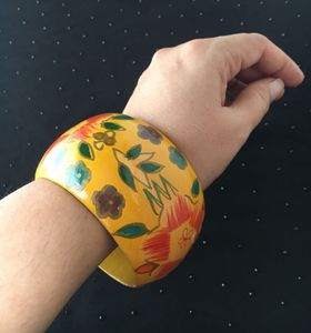 Two handpainted wooden bangles