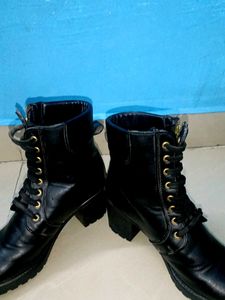 Black Lace-Up Ankle Boots
