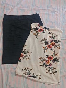 Floral Top & Black Skirt Set