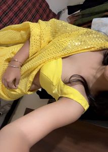 Yellow Sequin Party Saree with blause