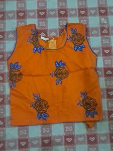 Orange &amp; Blue Crop Top and Skirt Set