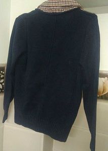 Navy Blue Cardigan And Black Trouser