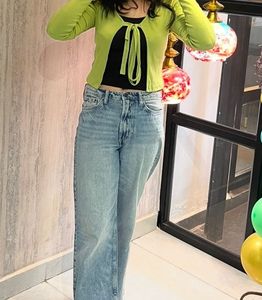 Green Tie-Front Cardigan