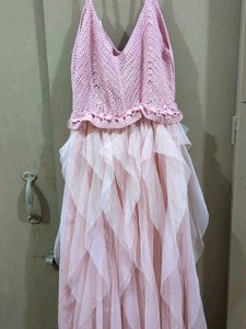 Pink Crochet &amp; Tulle Dress