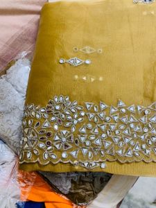 Designer mirror work saree