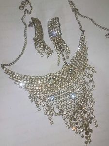 Rhinestone Necklace & Earring Set