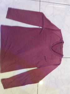 Maroon Long Sleeve V-Neck Tee