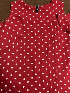 Cold Shoulder Polka Dot Top