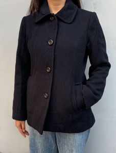 Chic navy blue  Wool Blend Jacket