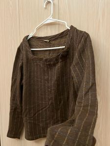 Striped Brown Long Sleeve Top
