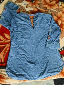 Beautiful Embroidery Denim Top..