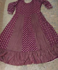 Maroon Golden Printed Ethnic Kurti