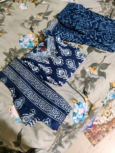 Navy Blue Kurti Pant Dupatta Set