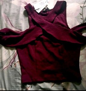 Chic Maroon Criss-Cross Top