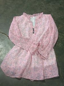 Pink Floral Print Dress