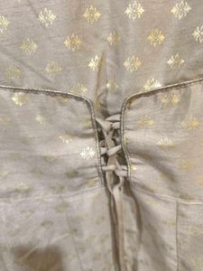Skin Colour Festive Kurti With Golden Detailing