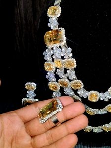 Original Glass Stone Three Leyar Necklace Set
